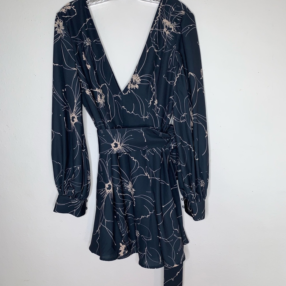 KEEPSAKE Dress Floral Open Back Deep V Tie Waist.